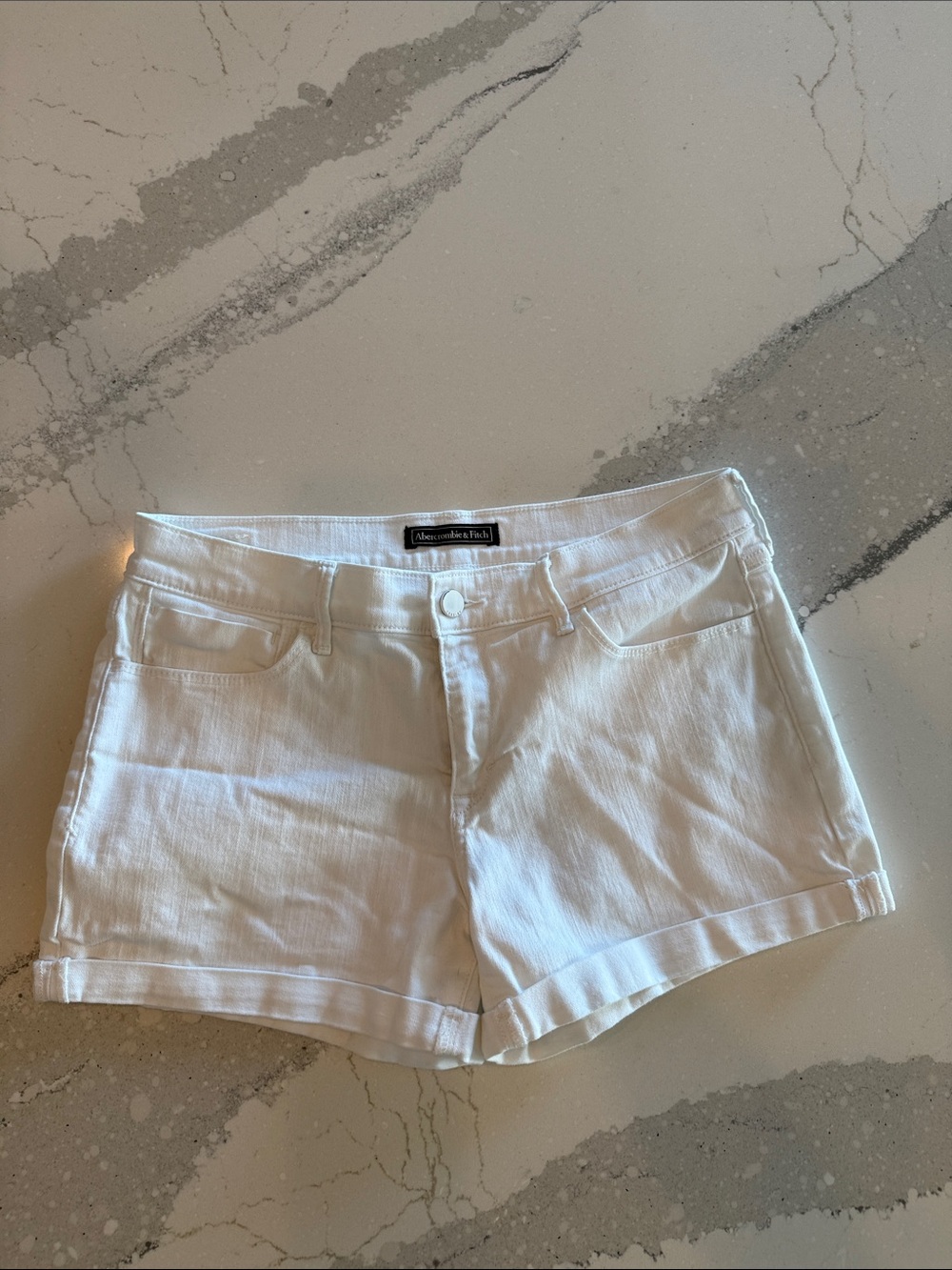 Abercrombie & Fitch White Denim Cuffed Women's Shorts
